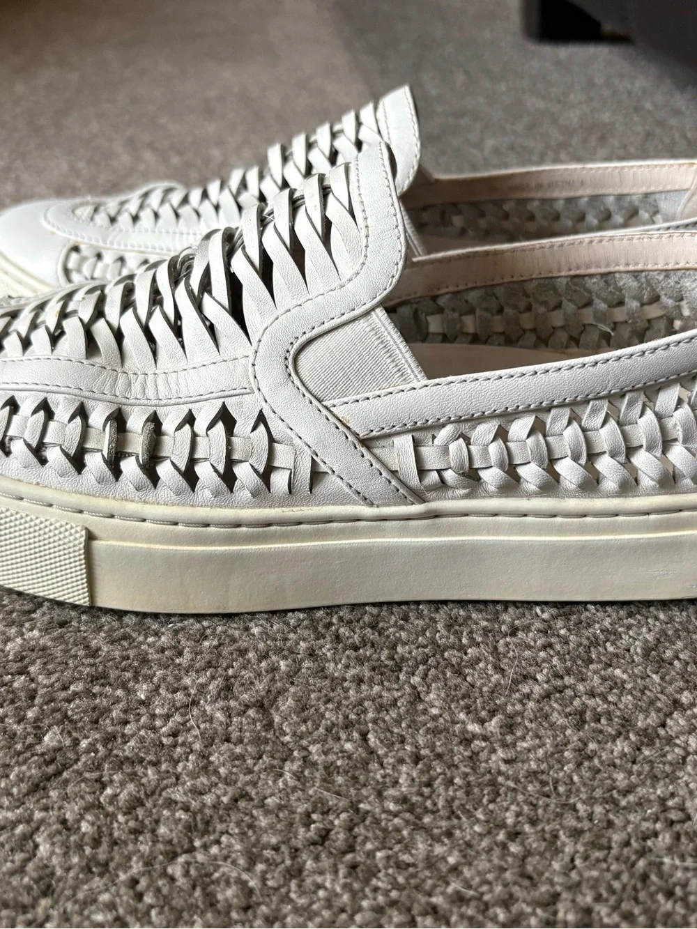Tory Burch Huarache Ivory Cream White Woven Slip-on Sneakers - 7